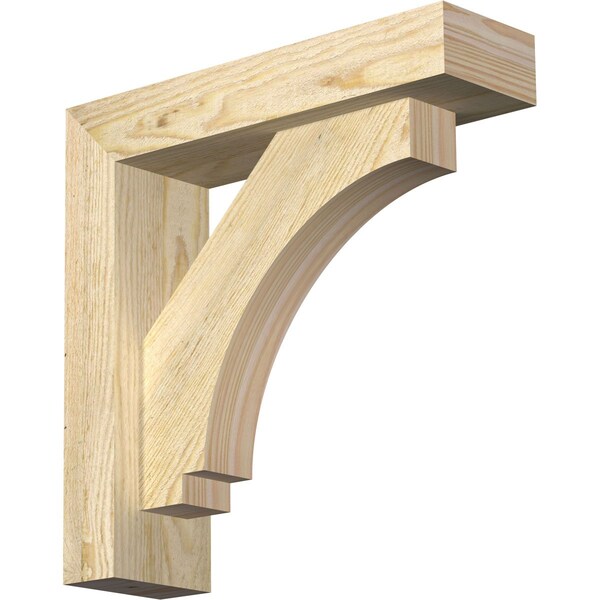 Ekena Millwork Imperial Block Rough Sawn Bracket w/ Offset Brace, Douglas Fir, 4"W x 14"D x 14"H BKT0402X14X14IMP05RDF - main